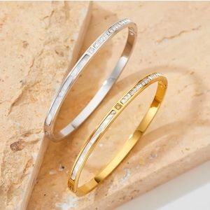 Thin Rhinestone Shell Bangles 18k gold plated stainless steel
